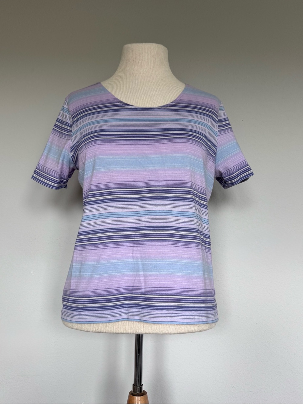 90’s Vintage Dockers Lavender and Light Blue Striped Short Sleeve Tee